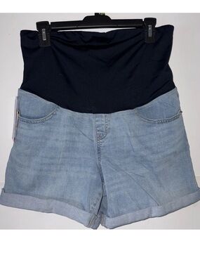 Ingrid & Isabel Maternity shorts crossover panel midi jean shorts size 8